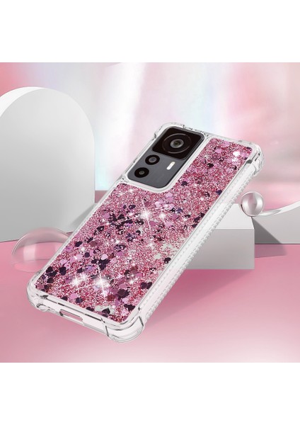 Xiaomi 12T 5G/12T Pro 5g/redmi K50 Ultra 5g Tpu Tpu Tpu Kılıf Sıvı Yüzen Glitter Pullar Koruyucu Telefon Kapak Gül Sol/kalpler (Yurt Dışından) indirimleri
