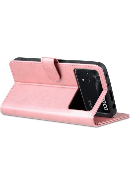 Xiaomi Için Poco X4 Pro 5g Pu Deri Cüzdan Flip Kılıf Şok Geçirmez Tpu Iç Kabuk Folio Stand Bookstyle Cover-Rose Gold (Yurt Dışından) fırsatları