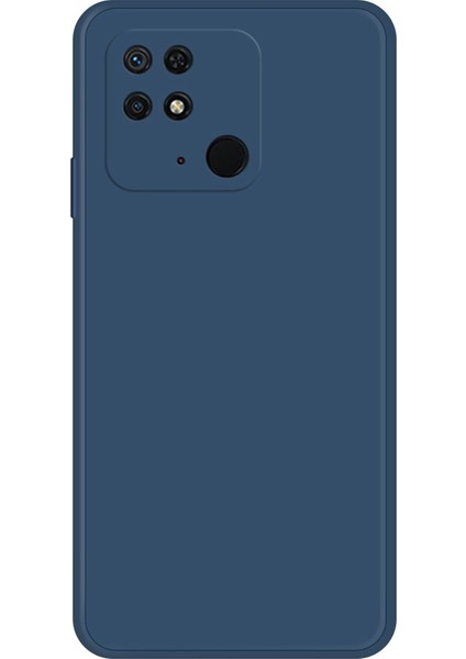 Xiaomi Redmi 10C 4g Düz Kenarlı Ka Tpu Telefon Geri Kılıf Mikrofiber Astar Çizgiye Döküm Anti Dalgalı Anti-Drop Cover-Dark Mavi (Yurt Dışından)