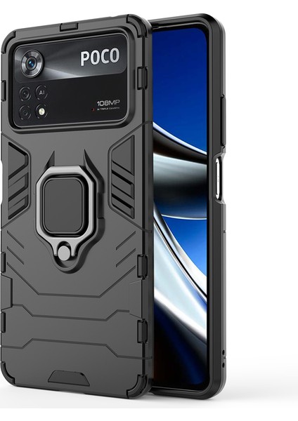 Xiaomi Poco X4 Pro 5g Koruyucu Kasa Yumuşak Tpu+Sert Pc Şok Geçirmez Telefon Kapağı-Siyah (Yurt Dışından)