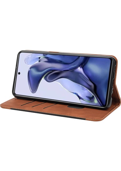 Xiaomi Için Poco X4 Pro 5g Birleştirme Pu Deri Telefon Kılıfı Tam Koruma Cilt Duygu Dokunmatik Dokunma Stand Flip Cüzdan Kapak-Kahverengi (Yurt Dışından) modelleri