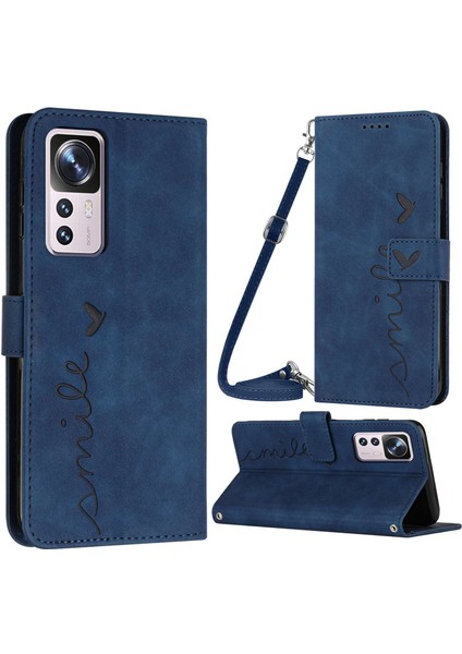 Xiaomi 12T 5G/12T Pro 5g/redmi K50 Ultra 5g Cilt Touch Hissed Pu Deri Telefon Kılıfı Basılı Kalp Şekli Stand Cüzdan Omuz Kayışı Sapfirli Manyetik Koruyucu Kapak (Yurt Dışından)
