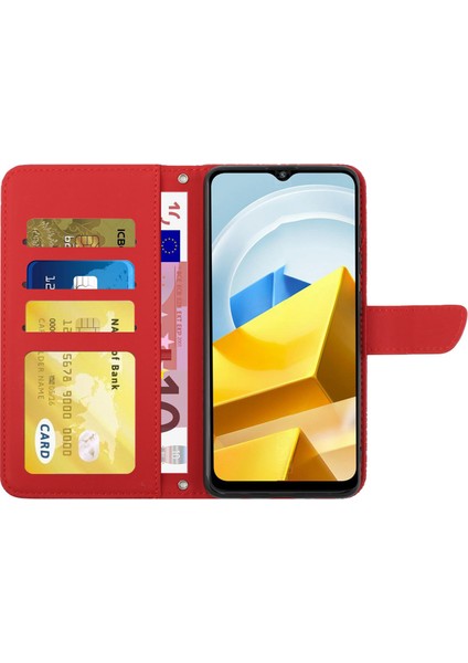 Xiaomi Poco M5 Için 4g Kelebek Çiçekleri Baskılı Telefon Kapağı Pu Deri Deri Dokun (Yurt Dışından)