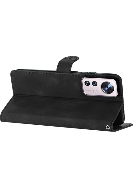 Xiaomi Için 12 Lite 5g Pu Deri Flip Telefon Kılıfı Çiçek Baskılı Stand Cüzdan Kapağı Black (Yurt Dışından) indirimleri