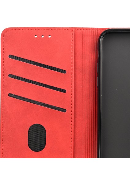 Xiaomi Için Poco X4 Pro 5g Ekleme Pu Deri Telefon Kılıfı Tam Koruma Cilt Duygu Dokunmatik Dokunma Stand Flip Cüzdan Kapak-Kırmızı (Yurt Dışından) fırsatları