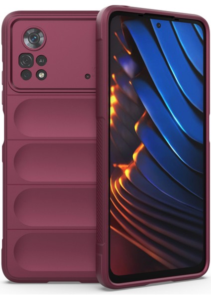 Xiaomi Poco X4 Pro 5g Anti-Slip Slip Edge Kesik Kesme Damla Geçirmez Tpu Telefon Kapağı Sağlam Case-Wine Kırmızı (Yurt Dışından)