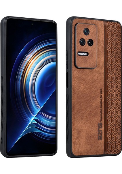 Xiaomi Için Poco F4 5g/redmi K40S 5g Baskılı Pot Deri Kaplamalı Tpu Kapak Anti-Slip Yan Kenar Damla Geçirmez Telefon Kahverengi (Yurt Dışından) modelleri