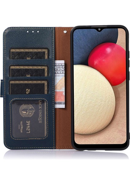Xiaomi Için Khazneh Redmi Not Not 11E 5g/redmi 10 5g/redmi 10 Prime+ 5g Cüzdan Stili Rfıd Engelleme Standı Telefon Kılıfı Litchi Doku Deri Anti-Shock Flip Shell Strap-Mavi ile (Yurt Dışından)