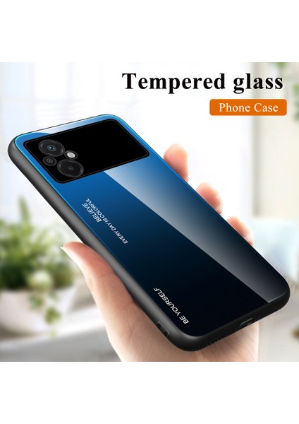 Xiaomi Poco M5 Için 4g Renk Gradyan Telefon Kılıfı Yumuşak Tpu Sınır Temperli Cam+Pc Arka Kapak Damla Dirençli Kapak Morası / Mavi (Yurt Dışından) fiyatları