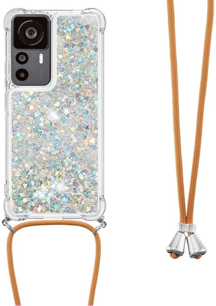 Xiaomi 12T 5G/12T Pro 5g/redmi K50 Ultra 5g Quicksand ve Hızlı ve Damla Kanıtı Tpu Koruyucu Telefon Kapağı Kradard-Silver/kalpler (Yurt Dışından)
