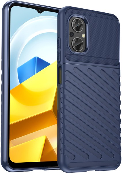 Xiaomi Poco M5 Için 4g Thunder Serisi Kalınlaştırılmış Tpu Damla Geçirmez Telefon Kılıfı Twill Doku Slip Anti-Slip Koruyucu Kapak Mavisi (Yurt Dışından)