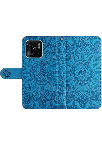 Xiaomi Için Redmi 10C 4g/redmi 10 (Hindistan) 4g Ayçiçeği Baskılı Folio Flip Telefon Kılıfı Pu Deri Stand Anti-Fall Manyetik Toka Telefon Kapağı Strap-Blue (Yurt Dışından) indirimleri
