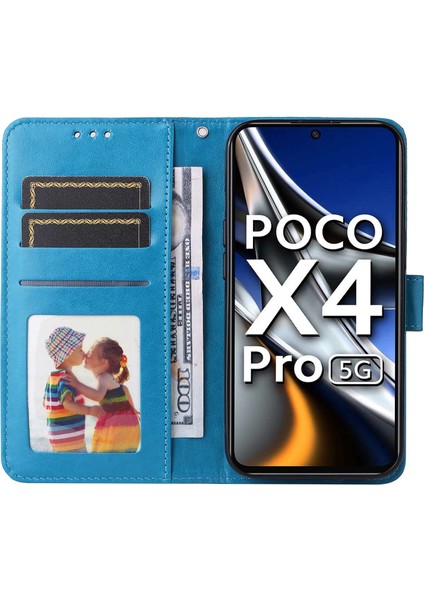 Xiaomi Poco X4 Pro 5g Pu Deri Deri Flip Cüzdan Kılıf Ayçiçeği Baskılı Stand Kitaplık Manyetik Koruyucu Kapak El Strap-Blue (Yurt Dışından) fiyatları