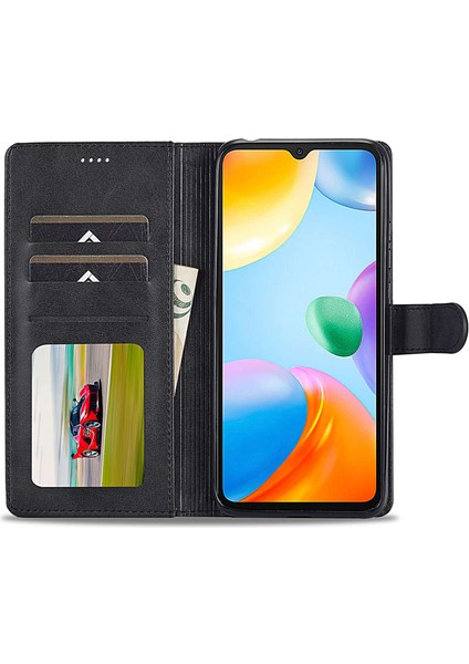 Xiaomi Redmi 10C Koruyucu Kabuk Için, Dokulu Pu Deri Manyetik Toka Cüzdan Stand-Black ile (Yurt Dışından) modelleri