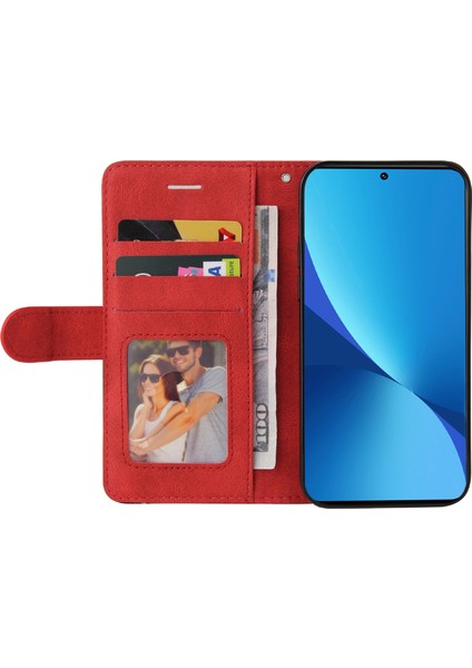 Xiaomi Için 12 Lite 5g Çift Renkli Ekleme Pu Deri Deri Stand Cüzdan Kapağı Tam Koruma Iç Tpu Telefon Kasası-Kırmızı (Yurt Dışından) fiyatları