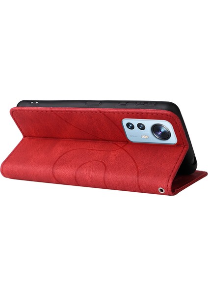 Xiaomi Için 12 Lite 5g Çift Renkli Ekleme Pu Deri Deri Stand Cüzdan Kapağı Tam Koruma Iç Tpu Telefon Kasası-Kırmızı (Yurt Dışından) fırsatları