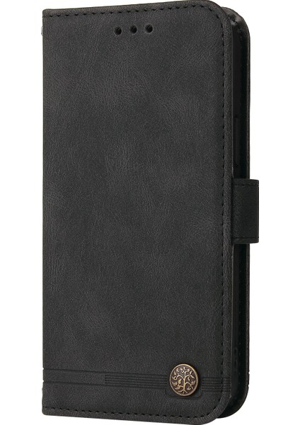 Xiaomi Poco M4 Için Pro Tree Desen Metal Düğmesi Deri Deri Telefon Kılıfı Çarpışma Karşıtı Stand Cüzdan Kapağı Strap-Black (Yurt Dışından) fiyatları