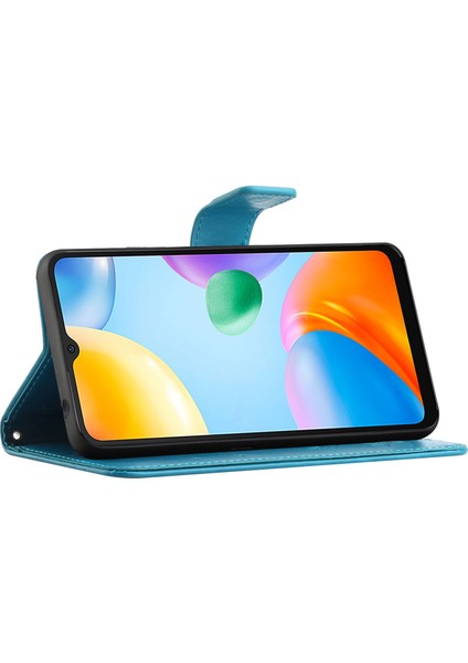 Xiaomi Redmi Için 10C Kelebek Çiçeği Baskılı Pu Deri Manyetik Toka Telefon Kılıfı Cüzdan Stand Kapak Mavisi (Yurt Dışından) fiyatları