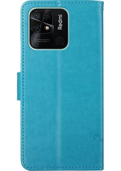 Xiaomi Redmi Için 10C Kelebek Çiçeği Baskılı Pu Deri Manyetik Toka Telefon Kılıfı Cüzdan Stand Kapak Mavisi (Yurt Dışından) indirimleri