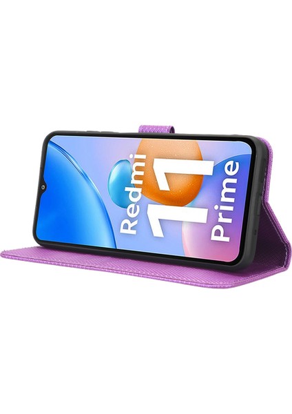 Xiaomi Redmi Için 11 Prime 4g Pu Deri Stand Manyetik Kapatma Cep Telefonu Kapağı Elmas Doku Elmas Doku Strap-Purple ile Flip Cüzdan Telefon Kapağı (Yurt Dışından) fırsatları