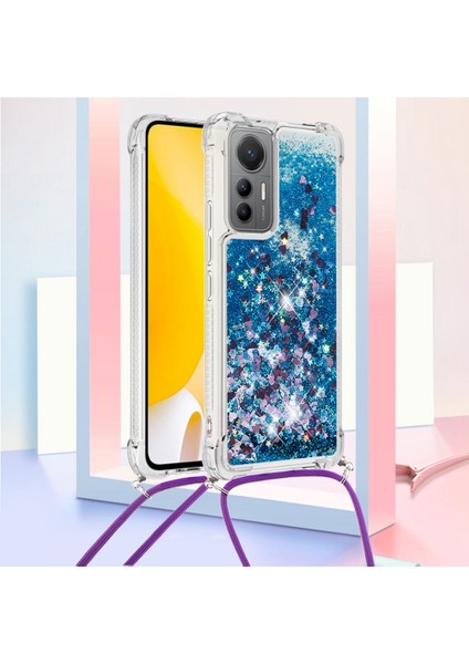 Xiaomi Için Yb Quicksand 12 Lite 5g Sıvı Hızlı ve Telefon Kılıfı Esnek Tpu Koruyucu Arka Kapak Uzun Kayış Mavisi/kalpleri (Yurt Dışından) fiyatları