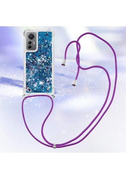 Xiaomi Için Yb Quicksand 12 Lite 5g Sıvı Hızlı ve Telefon Kılıfı Esnek Tpu Koruyucu Arka Kapak Uzun Kayış Mavisi/kalpleri (Yurt Dışından) modelleri