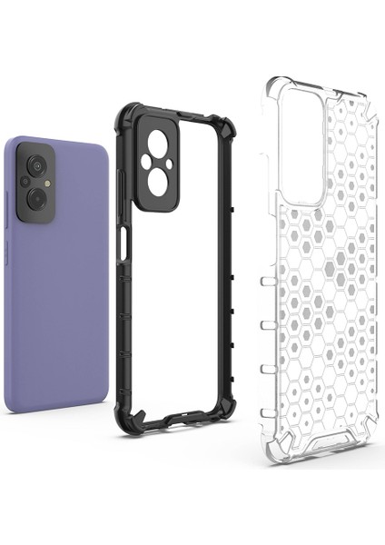 Xiaomi Redmi Için 11 Prime 4g Petek Doku Doku Anti-Drop Telefon Kılıfı Yumuşak Tpu+Sert Pc Hybrid Cover-Black (Yurt Dışından)