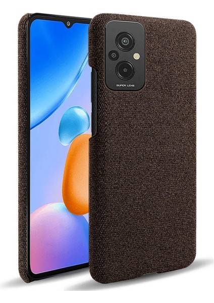 Xiaomi Redmi Için 11 Prime 4g Şok-Absorpsiyon Cep Telefon Kılıfı Kabuk Düz Renk Sert Pc+Kumaş Telefon Kapak-Kahverengi (Yurt Dışından)