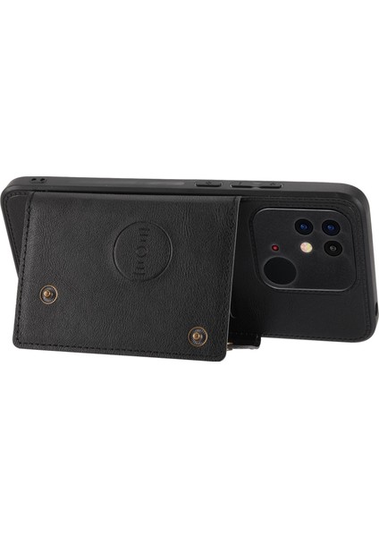 Xiaomi Redmi Için 10C Kickstand Card Yuvaları Tasarım Damla Geçirmez Pu Deri Kaplamalı Tpu Dahili Metal Sac-Siyah ile Iyi Korunmuş Telefon Kasası (Yurt Dışından) fiyatları
