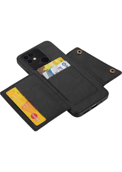 Xiaomi Redmi Için 10C Kickstand Card Yuvaları Tasarım Damla Geçirmez Pu Deri Kaplamalı Tpu Dahili Metal Sac-Siyah ile Iyi Korunmuş Telefon Kasası (Yurt Dışından) fırsatları