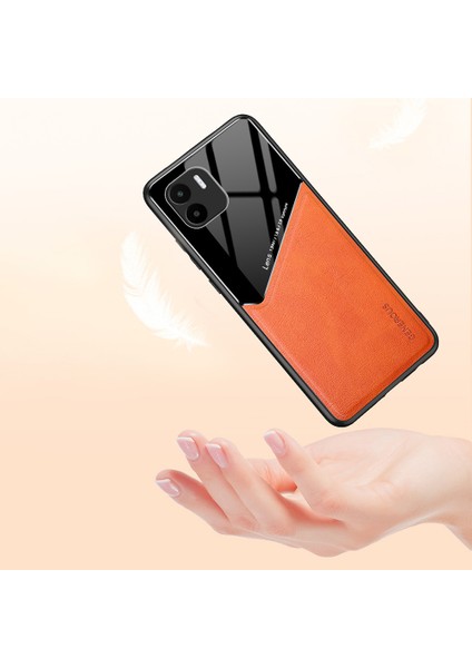 4U Sky Xiaomi Redmi A1 4g/a2 4g Manyetik Araç Montaj Telefon Kılıfı Pu Deri Kaplamalı Tpu+Pc Kapak-Kırmızı (Yurt Dışından)