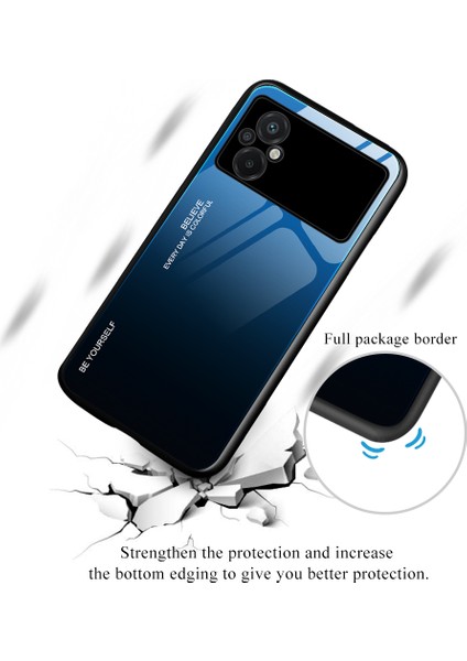 Xiaomi Poco M5 Için 4g Renk Gradyan Telefon Kılıfı Yumuşak Tpu Sınır Temperli Cam+Pc Arka Kapak Damla Dayanıklı Kapak-Cenman / Mavi (Yurt Dışından) modelleri