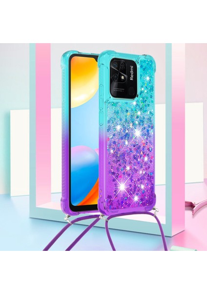 Xiaomi Redmi Için 10C Gradyan Hareketli Sıvı Telefon Kılıfı Yumuşak Tpu Yastık Takviyeli Köşeler Kirk-Sky Mavi/mor ile Geri Kapak (Yurt Dışından) fiyatları