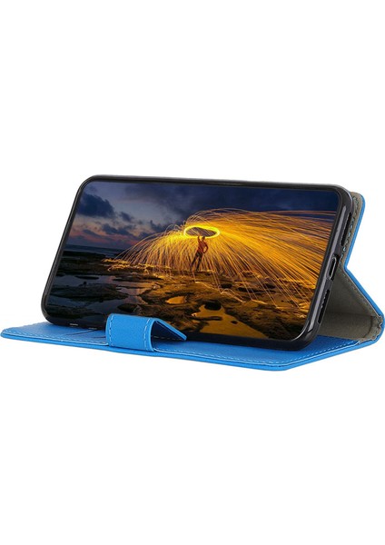 Xiaomi Için Poco M4 5g / Poco M5 4g / 5g Doku Pu Pu Deri Deri Kılıf Stand Manyetik Kapatma Şok Geçirmez Tam Vücut Koruyucu Kapak Blue (Yurt Dışından)