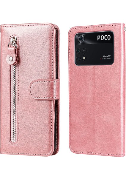 Xiaomi Için Poco M4 Pro Cüzdan Stand Özelliği Pu Deri Telefon Kılıfı Manyetik Tokalı Cep Pep Şok Geçirmez (Yurt Dışından)