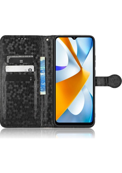 Xiaomi Için Poco C40 4g Anti-Çizelge Folio Flip Kapak Standı Cüzdan Telefon Kılıfı Dot Deseni Tpu+Pu Deri Koruyucu Kabuk Black (Yurt Dışından)