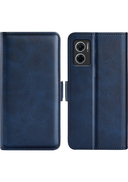 Xiaomi Için Redmi Note 11E 5g/redmi 10 5g/redmi 10 Prime+ 5g Dokulu Pu Deri+ Tpu Çift Koruma Telefon Kılıfı Şok Geçirmez Stand Cüzdan Tasarım Telefon Kabuk Mavisi (Yurt Dışından)