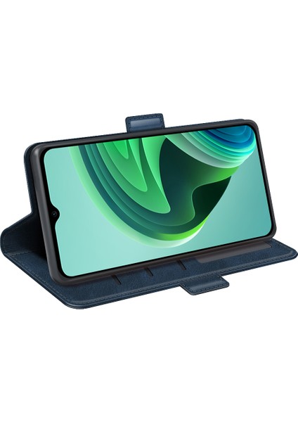 Xiaomi Için Redmi Note 11E 5g/redmi 10 5g/redmi 10 Prime+ 5g Dokulu Pu Deri+ Tpu Çift Koruma Telefon Kılıfı Şok Geçirmez Stand Cüzdan Tasarım Telefon Kabuk Mavisi (Yurt Dışından)
