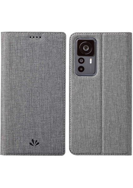 4U Sky Xiaomi 12T Pro 5g Için Şok Geçirmez Telefon Kapağı, Pu Deri Otomatik Kapanış Manyetik Telefon Kılıf Kart Tutucu Stand-Grey (Yurt Dışından)