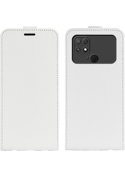 Xiaomi Için Poco C40 4g Dikey Flip Telefon Anti-Damla Kılıf Çılgın At Doku Kartı Tutucu Deri Koruyucu Kapak-Beyaz (Yurt Dışından)