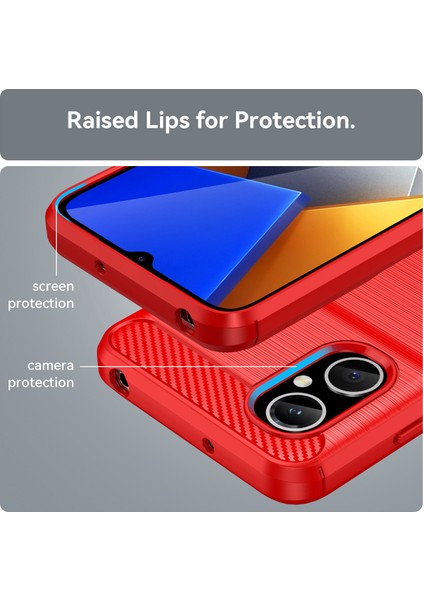 Xiaomi Poco M4 Için 5g Dayanıklı Tpu Cep Telefonu Kılıfı Karbon Fiber Doku Fırçalanmış Yüzeye Dayanıklı Kapak-Kırmızı (Yurt Dışından) indirimleri