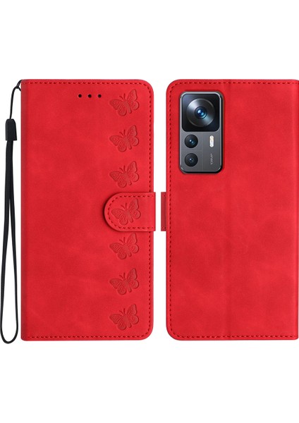 Xiaomi 12T Pro 5G/12T 5g/redmi K50 Ultra Telefon Kapağı Pu Deri Baskılı Kelebek Cüzdan Stand Telefon Kedisi (Yurt Dışından)