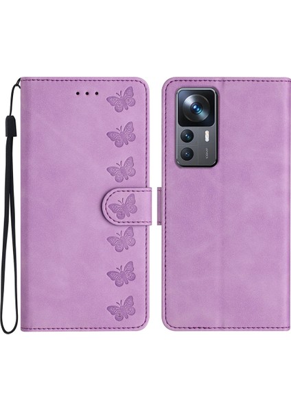 Xiaomi 12T Pro 5G/12T 5g/redmi K50 Ultra Telefon Kapağı Pu Deri Basılı Kelebek Cüzdan Stand Telefon Kılıfı (Yurt Dışından)