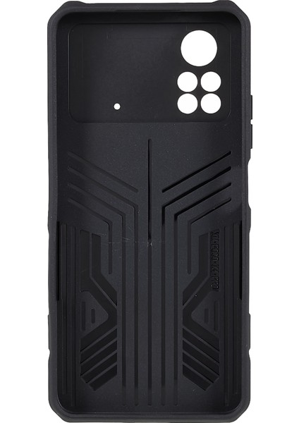 Mechwarrior Xiaomi Için Poco X4 Pro 5g Giyim Dirençli Damla Damla Damlı Yumuşak Tpu Sert Pc Sert Zırh Kılıfı Back Kickstand Telefon Shell-Black (Yurt Dışından)