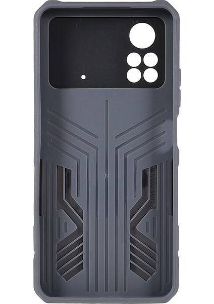 Mechwarrior Xiaomi Için Poco X4 Pro 5g Giyim Dirençli Damla Damla Damlı Yumuşak Tpu Sert Pc Sert Zırh Kılıfı Back Kickstand Telefon Shell-Grey (Yurt Dışından)
