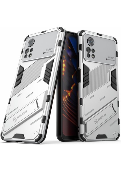 Xiaomi Poco X4 Pro 5g Çift Katmanlı Tasarım Tpu+Pc Case Kickstand Heavy Hizmet Zırhı Kapak-Beyaz (Yurt Dışından) modelleri
