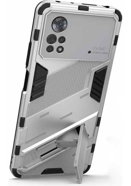 Xiaomi Poco X4 Pro 5g Çift Katmanlı Tasarım Tpu+Pc Case Kickstand Heavy Hizmet Zırhı Kapak-Beyaz (Yurt Dışından) fırsatları