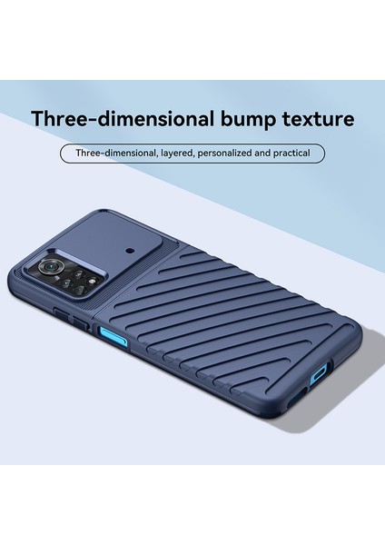 Xiaomi Poco X4 Pro 5g Thunder Serisi Twill Doku Esnek Tpu Cep Telefon Kılıfı Kalınlaştırılmış Dalgalı Anti-Drop Cover-Blue (Yurt Dışından)