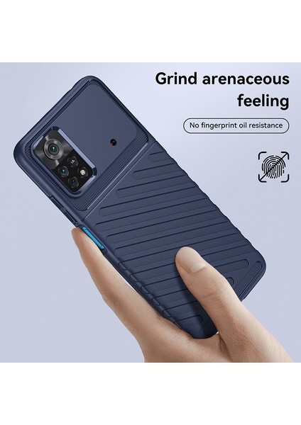Xiaomi Poco X4 Pro 5g Thunder Serisi Twill Doku Esnek Tpu Cep Telefon Kılıfı Kalınlaştırılmış Dalgalı Anti-Drop Cover-Blue (Yurt Dışından)