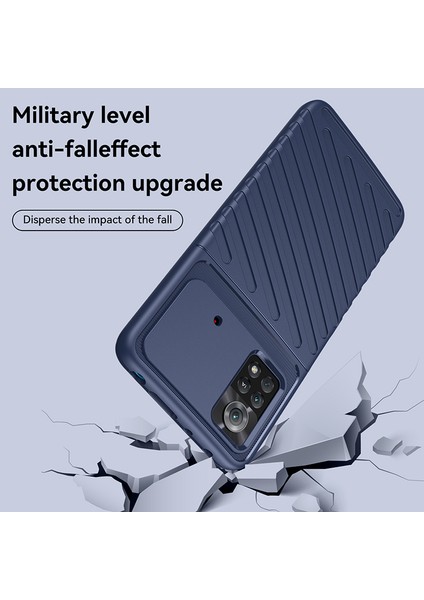 Xiaomi Poco X4 Pro 5g Thunder Serisi Twill Doku Esnek Tpu Cep Telefon Kılıfı Kalınlaştırılmış Dalgalı Anti-Drop Cover-Blue (Yurt Dışından)